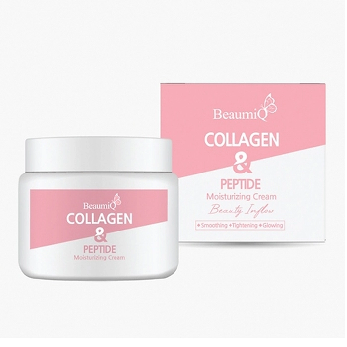  Колагеновий омолоджуючий крем з пептидами для шкіри обличчя  BEAUMIQ BEAUTY INFLOW COLLAGEN & PEPTIDE MOISTURIZING  CREAM