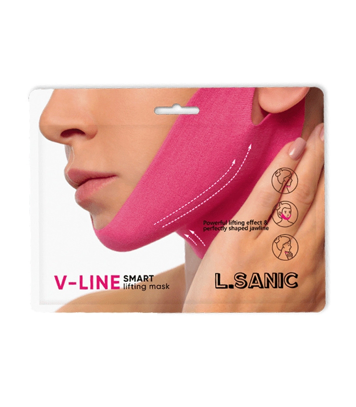 Гидрогелевая маска – бандаж для упругости и подтягивания овала лица V Line.